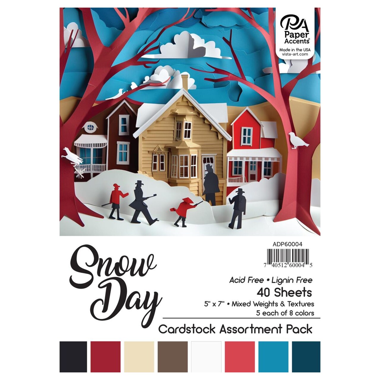 Accent Design Paper Accents Cardstock Variety Pack 5x7" 40 Sheets – Snow Day Colored Cardstock, Card Stock, Construction Paper for Scrapbooking, DIY, and Art Projects